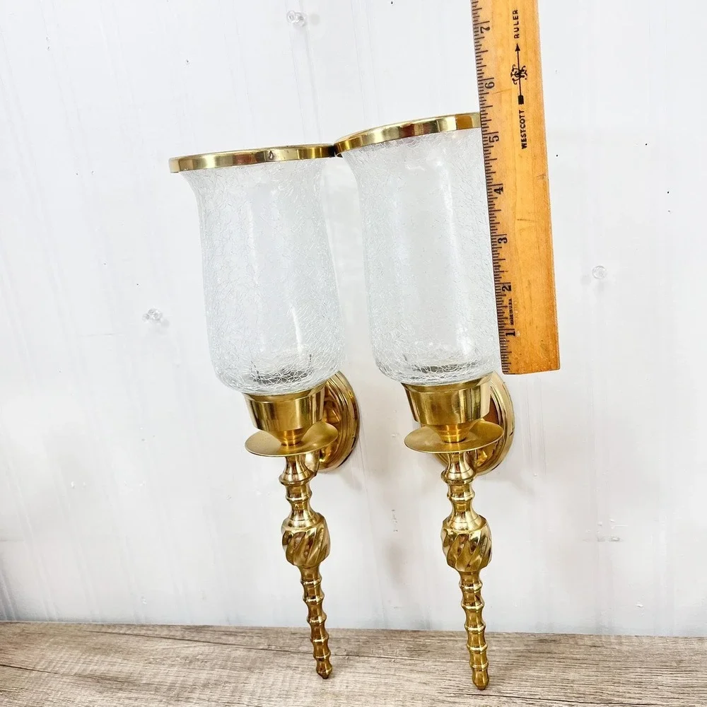 Vintage Brass Arm Wall Sconce Candle Holder Pair | Hollywood‎ Regency